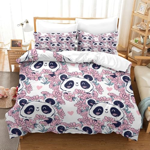 Housse de couette panda 220x240 cm parure lit microfbre - 3