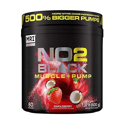 MRI NO2 Black Nitric Oxide Supplement for Pump, Muscle Growth, Vascularity & Energy - Powerful NO Booster Pre-Workout with Citrulline + 60 Servings (Swoleberry)