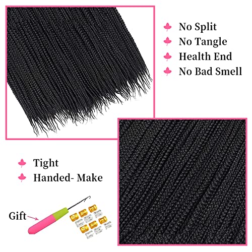 TAOYEMY Box Braids Crochet Hair Extensions 24 Inch 6 Packs, 22 Strands/Pack, Synthetic Braiding Hair for Women & Girls (1B, 24 inch) - Image 3
