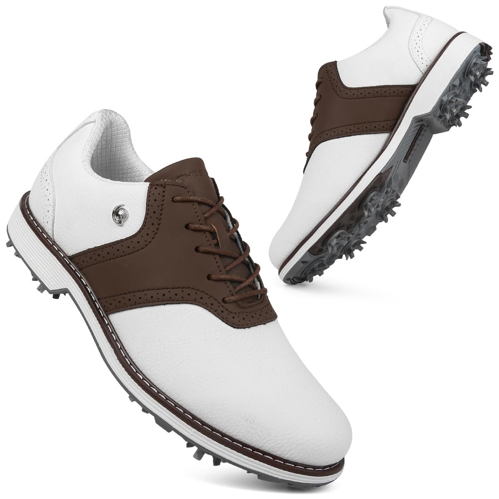 THESTRON Men Professional 9 Spikes Golf Shoes Waterproof Golf Training Sneakers Turf Walking Sneakers Male Spikes Golf Footwears Comfort Golfing Wears