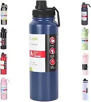 Garrafa De Agua Termica Gelada 800ml Em Aço Inox Antivazamento Com Infusor Com Alça Agua Quente ou Fria Para Academia Treino Caminhada (Azul)