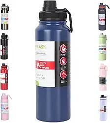 Garrafa De Agua Termica Gelada 800ml Em Aço Inox Antivazamento Com Infusor Com Alça Agua Quente ou Fria Para Academia Treino Caminhada (Azul)
