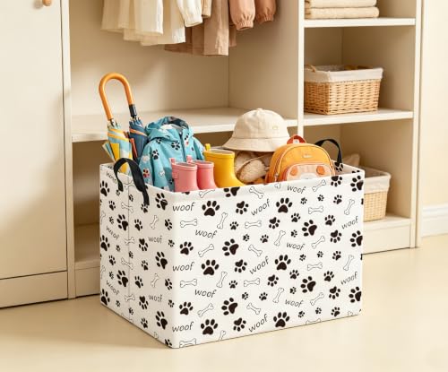 Image of Rectangular Baby Storage Basket Boys for Home Kitchen Girls Cute Storage Bin Organizer Shelf Book Room Decor(Woof Paw)