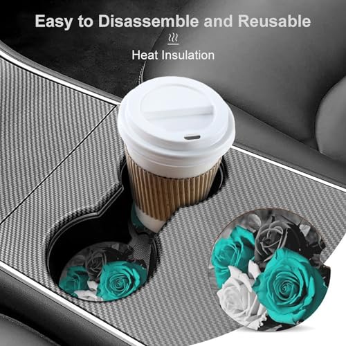 Portavasos para carro de madera con diseño floral, 2 piezas miniatura 4