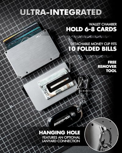 iwantit Pop Up Wallet for Men, Slim Minimalist Credit Card Holder with Money Clip - Man Metal Aluminum Wallet RFID Blocking, Smart Tactical Wallet for Men, Gift for Men (Silver)2