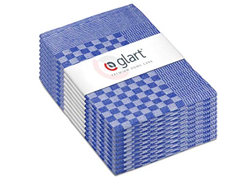 Glart 48SB 10-delige set theedoeken, getwijnd garen, 50x70 cm, 100% katoen OEKO-TEX, blauw, voorgewassen