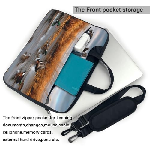 Laptop Bag Hunting Flying Wild Duck Print Durable Tote Shoulder Computer Bag with Shockproof Design, Messenger Briefcase3