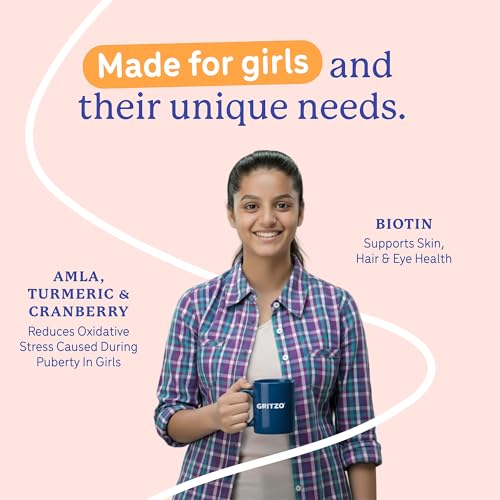 Image of Gritzo SuperMilk Overall Growth (13+ Girl), Cafe Mocha, 400g | 12g Protein with 20 Vitamins & Minerals | Zero Refined Sugar