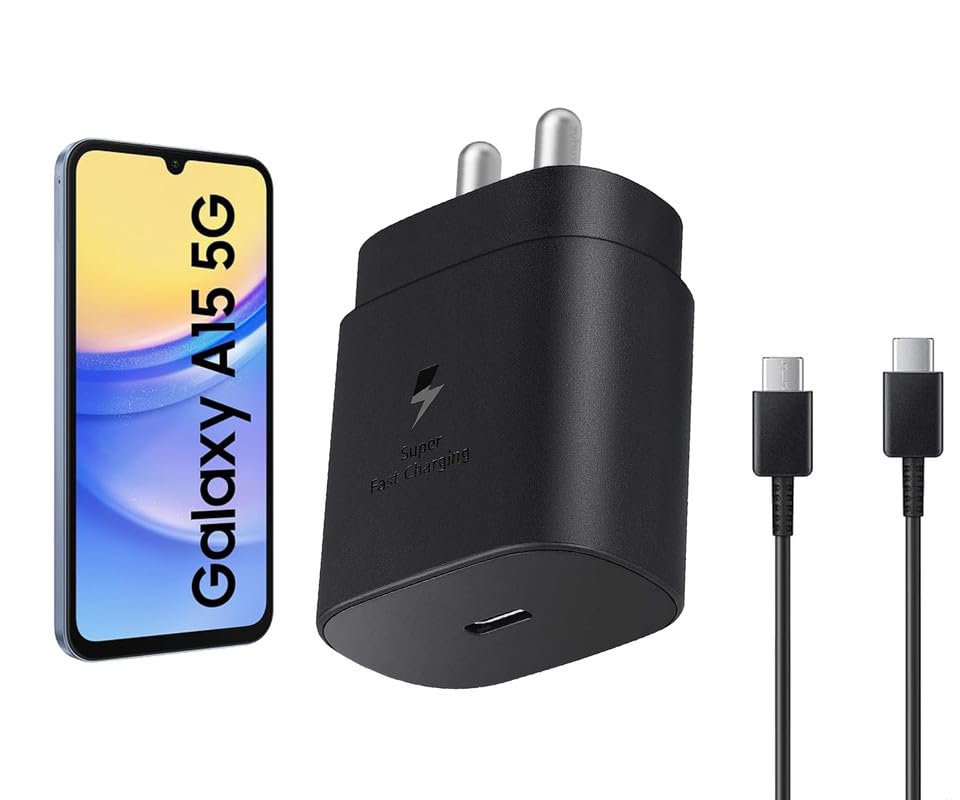 Image of 25W Type C Charger for Samsung Galaxy A15 5G | USB C to C Port Super Fast Charging Adapter for Galaxy Tab S9 Ultra /S9 Fe /S9 plus /S9 /A9 /A9 Plus /S8, 25 w Quick Mobile Phone Adaptor USB-C Device, Black