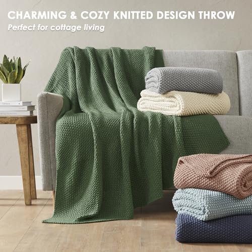 Image of Ink+Ivy Bree Knit Throw Blanket for Bed, Sofa, and Couch, Lightweight, Breathable, Soft & Cozy Summer Blanket, Throw (50 in x 60 in) Brown
