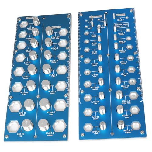 Thread Checker, 38 Nut and Bolt Thread Size Checker, Screw Identifier Gauge with Standard & Metric (BLUE)