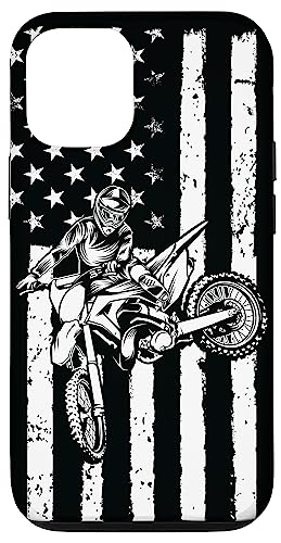 iPhone 12/12 Pro US Flag Dirt Bike Motorcycle Case
