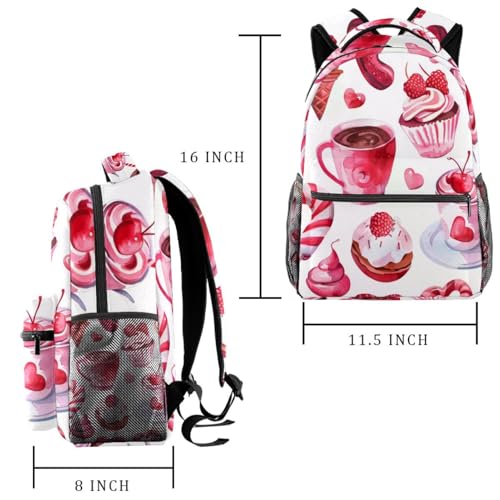 Sac à dos de campus rose et multicolore taille unique avec porte-bouteille - 2