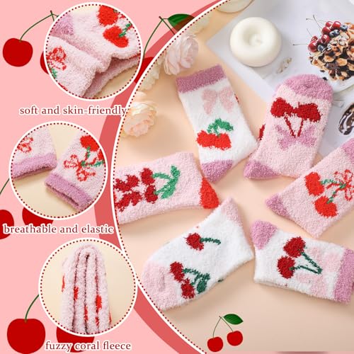 Image of Skicuff 6 Pairs Women Fuzzy Socks Bulk Slipper Warm Sleeping Crew Socks for Women Men Microfiber Soft Holiday Teacher Gifts