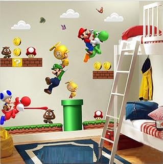 Nowe naklejki ścienne Super Mario Bros zdejmowane naklejki ścienne kalkomania dekoracja do domu dla dzieci