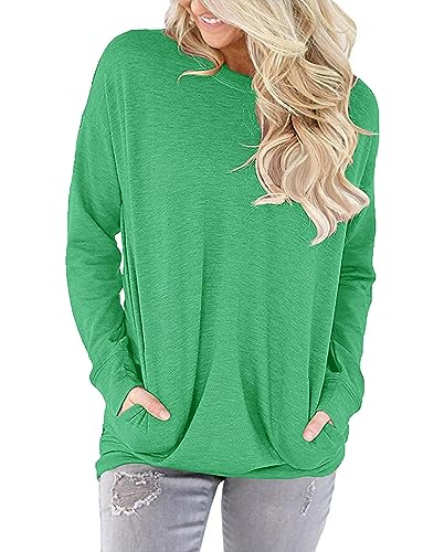 ONLYSHE Womens Crewneck Sweatshirt Casual Loose Fitting Tops Long Sleeve T Shirt