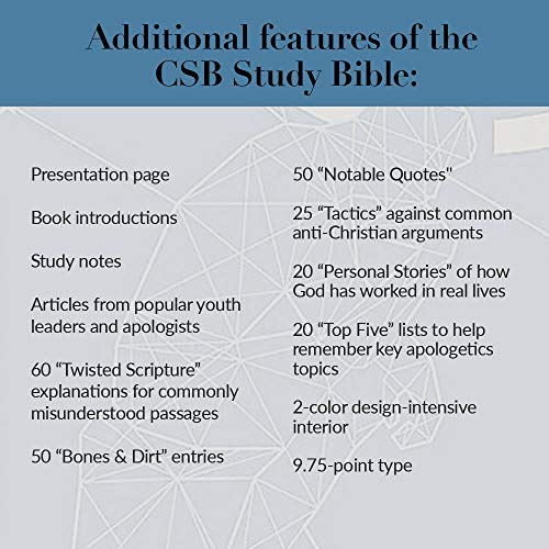 CSB Apologetics Study Bible for Students, Trade Paper: Black Letter, Teens, Study Notes and Commenta