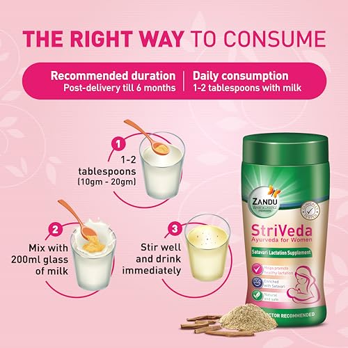 Zandu Striveda Shatavari Lactation Supplement Powder, Baby For Increasing Breast Milk Supply, 210 G, Doctor Recommended, Natural And Safe - Image 6