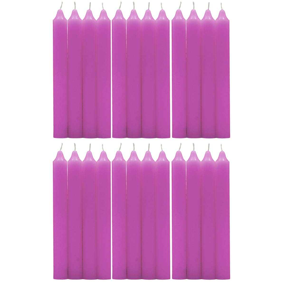 Besch 24 Velas Cilíndricas 100% parafina y mecha de algodón puro sin perfume 17.5 cm (Lila, 24 Velas)