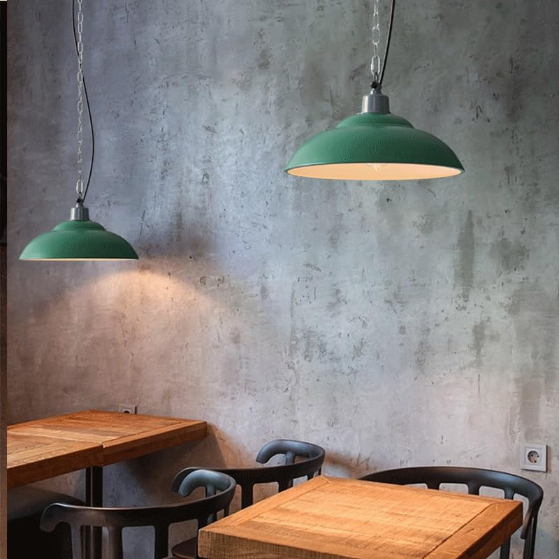 Lampada a sospensione in stile industriale semplice verde Lampada a sospensione moderna nordica in metallo Lampadario vintage rotondo con base E27 Lampada a sospensione for isola cucina Sala da