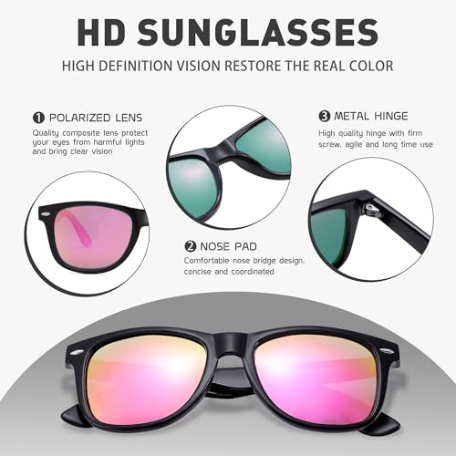 Image of Sunglasses Men, Square Polarized Sunglasses for Mens & Womens, Trendy Retro Sun Glasses Driving Fishing UV Protection