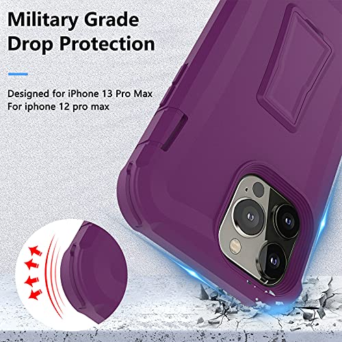 Rc1Wd Case For Iphone 13 Pro Max & Iphone 12 Pro Max Case Screenless Defender With Kickstand Heavy Duty Anti-Scratch Shockproof Rugged Protective Bumper Cover 6.7 Inch Purple【Without Screen Protector】 #TOP5