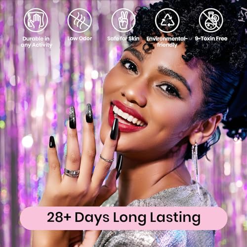 Image of Beetles Fall Glitter Gel Nail Polish Set, Reflective Sparkle Gel Polish | Diamond Shine Silver Black Pink Gold Holographic Gel Polish with Nail Art Stickers Soak Off Uv LED Manicure Gifts for Women