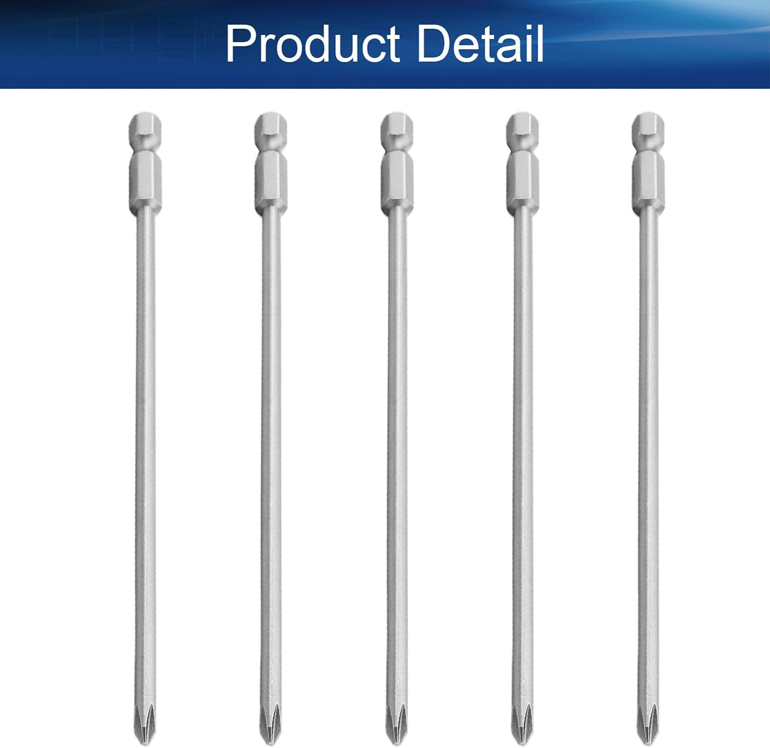 Auniwaig 5pcs Phillips Screwdriver Drill Bit Set, 4mm PH1 Phillips Cross, 1/4 Inch Hex Shank, 150mm/6 Inch Length S2 Steel with Magnetic for Power Screwdriver Drill Impact Driver