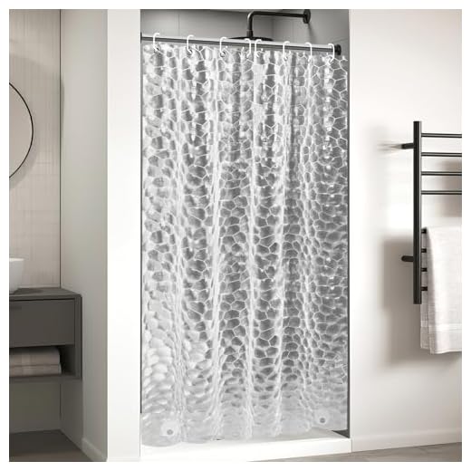 OTraki Tenda Doccia Antimuffa 120x200, Tende per Doccia Angolare in 3D,Tenda per Doccia con Anelli, Tenda Vasca da Bagno EVA con Pesi, Impermeabile e Facile da Pulire