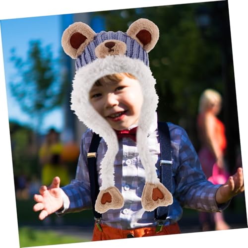 FRCOLOR Cute Warm Boys and Girls Knitted Beanie Hat Earflaps Soft and Breathable Yarn for Toddlers and Boy Girl for Cold Weather for Ages Stylish Winter Accessory Blue4