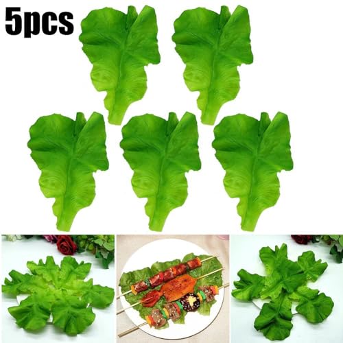 5 Stück simulierte Salatblätter Salatscheiben Gemüse Künstliche Veggie Blätter für Fotografie und Küche Dekor