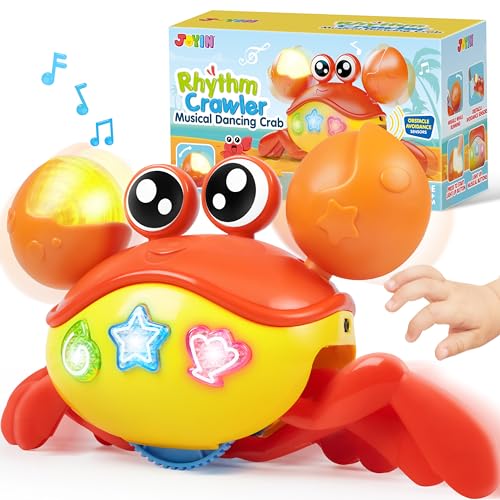 JOYIN Krabbe Babyspielzeug, Musikkrabbe Baby, tanzende Krabbe, Crawling Crab Tummy Time Toy, Geschenk für Geschenk für Neugeborenes Jungen & Mädchen von 0–6, 6–12 und 12–18 Monaten
