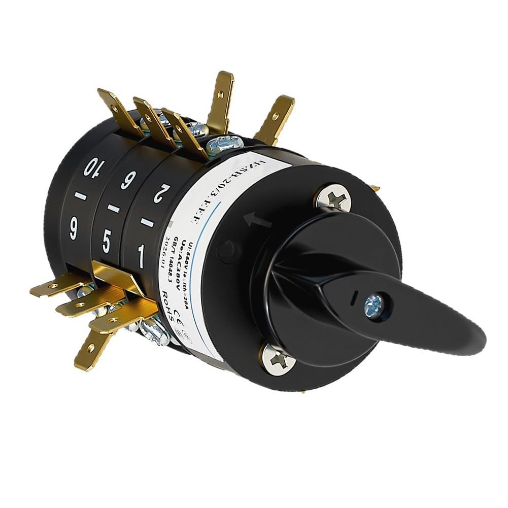 Interrupteur rotatif SZW26-20 440 V 20 A Triphasé marche avant marche arrière avec boîtier de protection IP65 pour moteur industriel