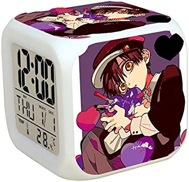 Amazon Co Jp 創造的な照明 導いた目覚まし時計 トイレバウンド花子 くんのアニメカラフルな目覚まし時計 電子漫画の正方形の温度カレンダー目覚まし時計 アニメファンギフト ホーム キッチン