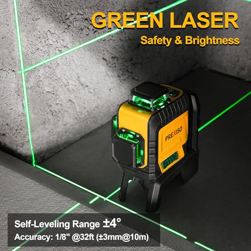 image for PREXISO 3 X 360° Laser Level with Tripod - Rechargeable 82Ft Cross Li