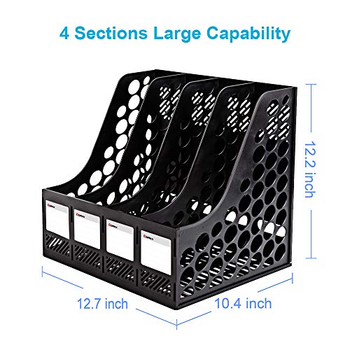 Comix Magazine File Holder, Sturdy Plastic Desk Organizers And Storage File Folder For Office Organization, Binder Organizer With 4 Compartments Storage Organiser Box #TOP1