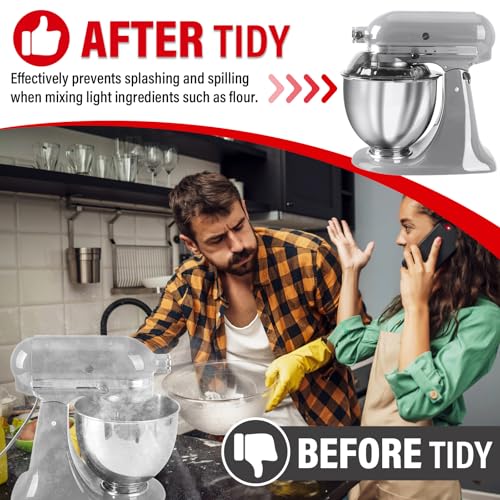 Image of Pouring Shield for KitchenAid Tilt Head 4.5-5 QT (for Stainless Steel Bowls Only), for Kitchen aid Accessories and Attachments, Fully Enclosed Foldable Lid Mixer Bowl Cover, Not For Bowl Lift (Gray)