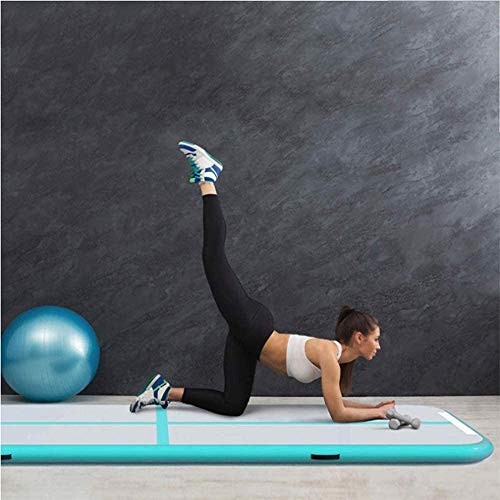 Air Track Gymnastics Mats Tumbling Mat 10ft 13ft 16ft 20ft Air Mat 4/8 Inches Thickness with Electric Air Pump Air Barrel Roller Folding Storage for Home (3m, Light Green)