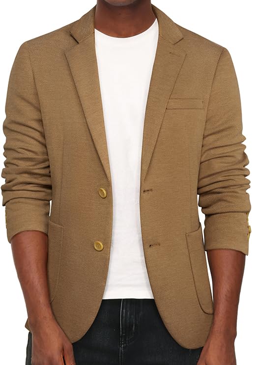 PJ PAUL JONES Men's Casual Knit Blazer Suit Jackets Two Button Li...