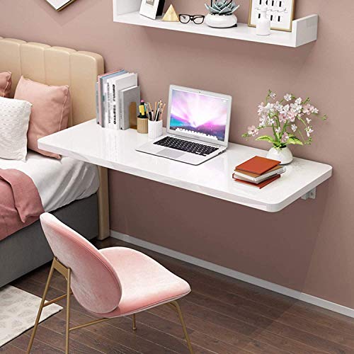 aleawol Mesa de pared plegable flotante para ordenador portátil, mesa de trabajo plegable, mesa de ordenador, mesa de comedor con soportes para ahorro de espacio (blanco 60 x 40 cm) - imagen 9