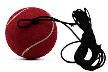 Tennis Training Practice Ball with 4 Meter Elastic String, Hanging Rebound Ball for Solo Training (Pack of 1 Red)