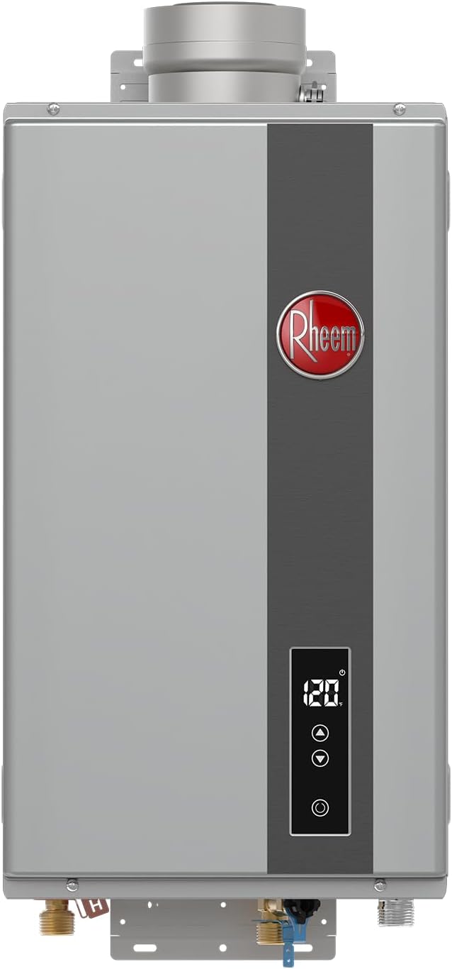 Rheem RTG Series 7.0 GPM Liquid Propane Tankless Water Heater Indoor | 160,000 BTUs High Efficiency On Demand, Continuous Hot Water | Non-Condensing