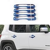 ABS Front & Rear 8pcs Door Handle Covers Trim Frame Decor for Jeep Renegade 2015 2016 2017 2018 (blu