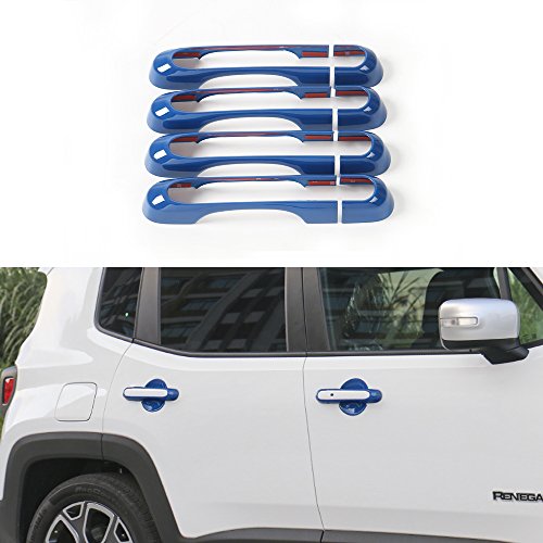 Abs Front & Rear 8Pcs Door Handle Covers Trim Frame Decor For Jeep Renegade 2015 2016 2017 2018 (Blue) #TOP9