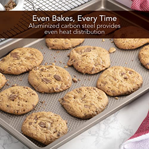 GoodCook Sweet Creations Textured Nonstick Large Cookie Baking Sheet, 17" x 11" x 1", Champagne Pewter - Image 5