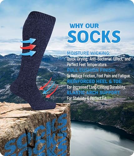 Mega_JumbleSale® Mens 3 & 6 Pairs Welly Boot Liners Socks Long Wellington Wool Mix Camping Gardening Sock Size UK 6-11 (3 Pairs of Assorted Socks) - Image 3