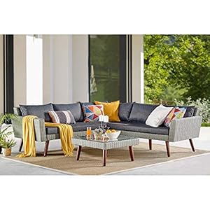 Albany All Weather Wicker Outdoor Gray 29 Square Coffee Table with Glass Top