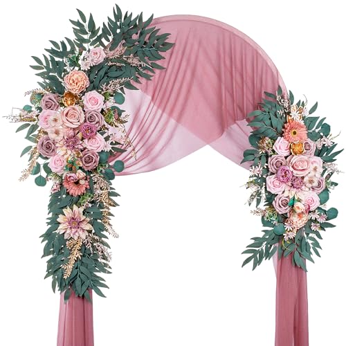 Lisuun Artificial Wedding Arch Flowers, 2 Large Floral Swags