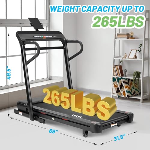 Image of Foldable Treadmill, 3.5 HP Compact Electric Running Machine with -3 to 15 Incline & Decline, 1-20 KM /H Speed, 350 LBS Weight Capacity for Home Walking & Jogging
