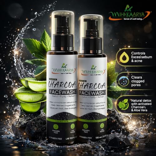Image of Charcoal Face Wash for Men & Women - Pack of 2 (100ml Each) | Deep Cleansing & Oil Control Skincare
